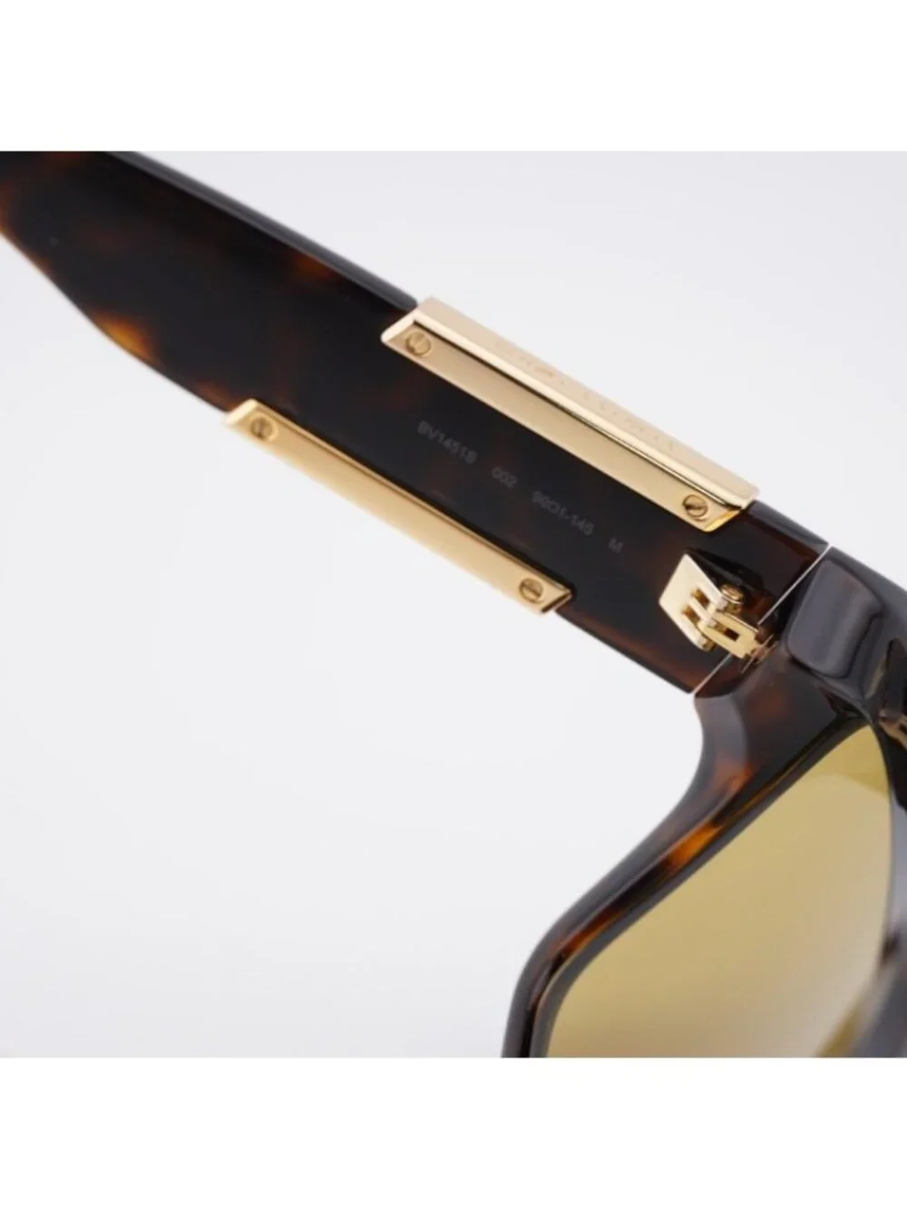 Bottega Veneta BV1451S 002 Sunglasses Dark Havana Shield Frame, Yellow Lenses